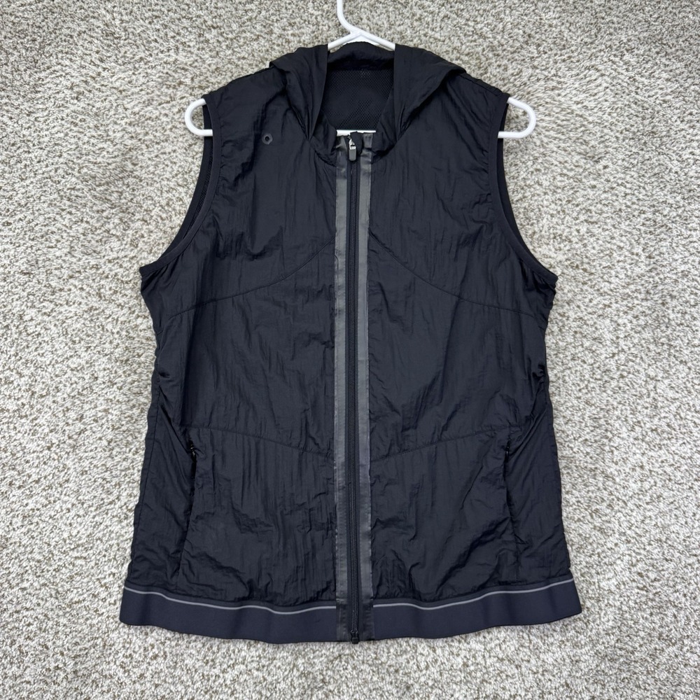 Fabletics Performance Vest Men's Large Black Full Zip Sleeveless Stretch Hood‎